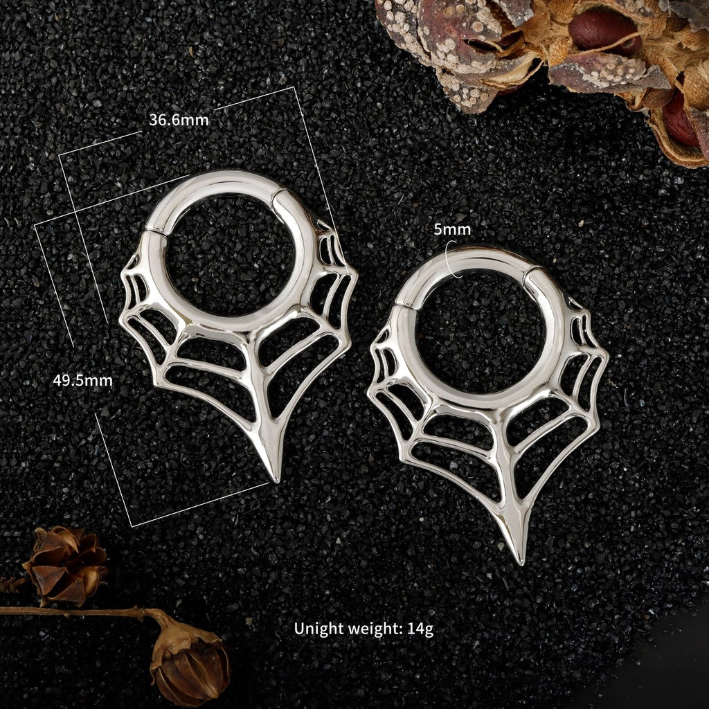 Spiderweb Ear Weights Hoop for 5mm Stretched Ear/ 4 Gauges Earring Plugs/ Gauge Weights/ Weights Hanger Heavy with Easy Clasp/ Ear Tunnels