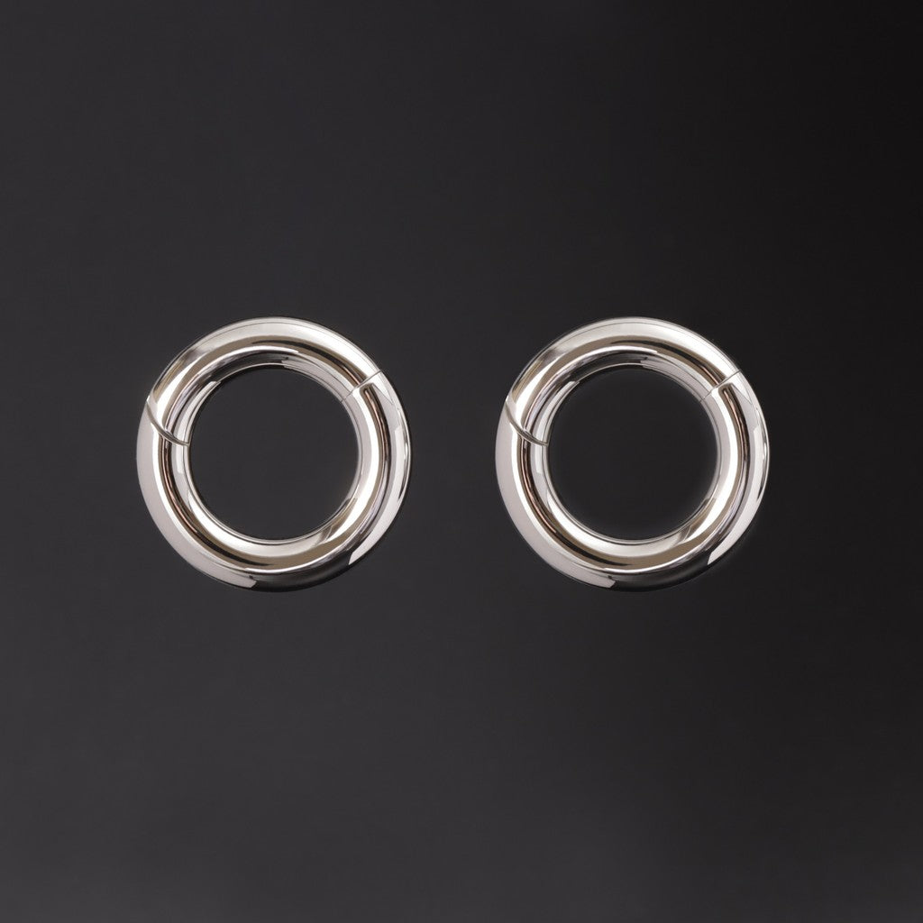 Silvery Ear Weights Hangers with Easy Clasp/ Heavy Earrings for 2G 6mm Stretchered Earlobe/ Steel Plug Earrings/ Ear Gauge Weights Circle