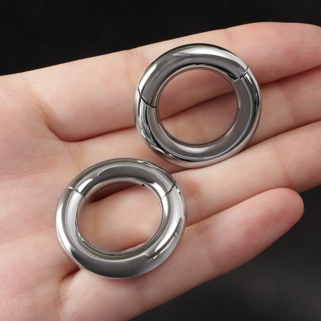 Silvery Ear Weights Hangers with Easy Clasp/ Heavy Earrings for 2G 6mm Stretchered Earlobe/ Steel Plug Earrings/ Ear Gauge Weights Circle