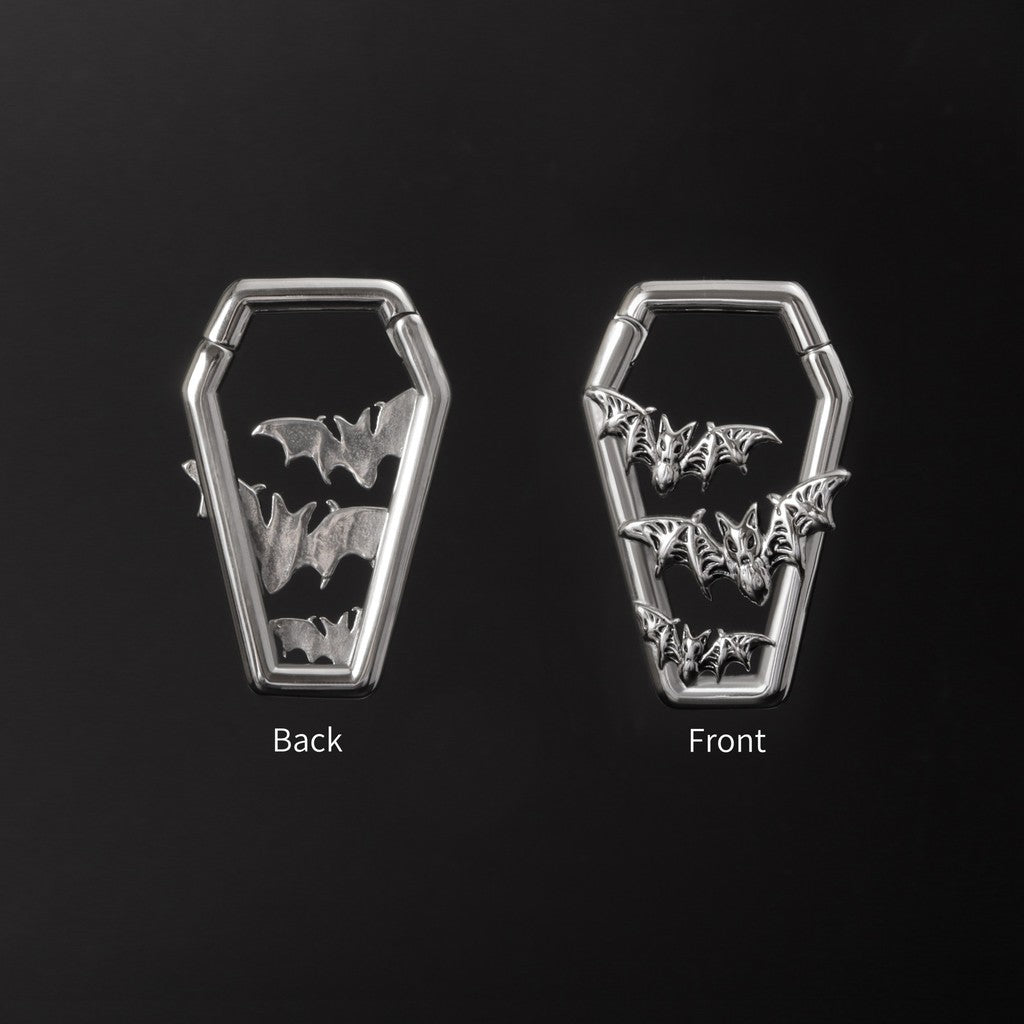 Bat&Coffin Ear Weights/ Hanger Weights for 6G Stretchered Earlobe/ Gauge Ear Weights/ Steel Ear Plugs/Ear Tunnels