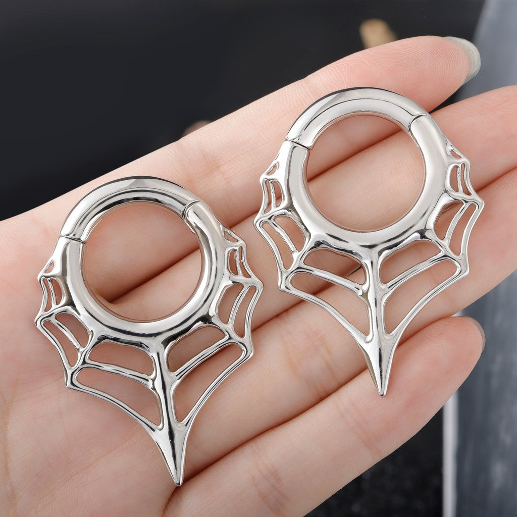 Spiderweb Ear Weights Hoop for 5mm Stretched Ear/ 4 Gauges Earring Plugs/ Gauge Weights/ Weights Hanger Heavy with Easy Clasp/ Ear Tunnels