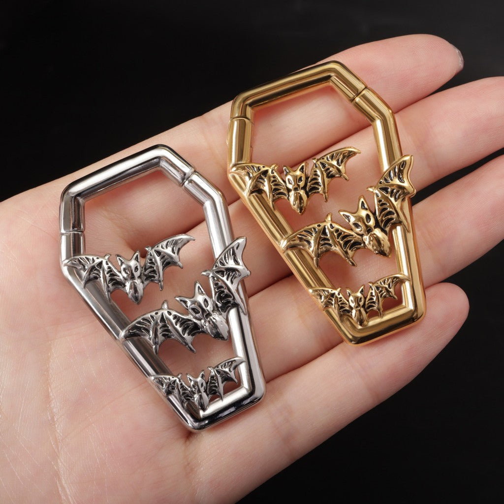Bat&Coffin Ear Weights/ Hanger Weights for 6G Stretchered Earlobe/ Gauge Ear Weights/ Steel Ear Plugs/Ear Tunnels