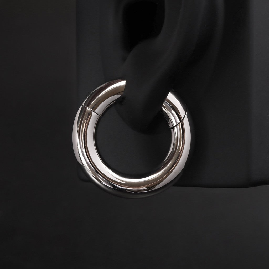 Silvery Ear Weights Hangers with Easy Clasp/ Heavy Earrings for 2G 6mm Stretchered Earlobe/ Steel Plug Earrings/ Ear Gauge Weights Circle