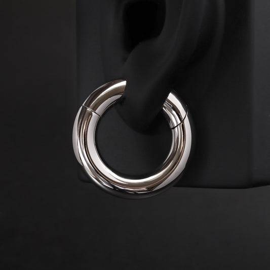 Silvery Ear Weights Hangers with Easy Clasp/ Heavy Earrings for 2G 6mm Stretchered Earlobe/ Steel Plug Earrings/ Ear Gauge Weights Circle