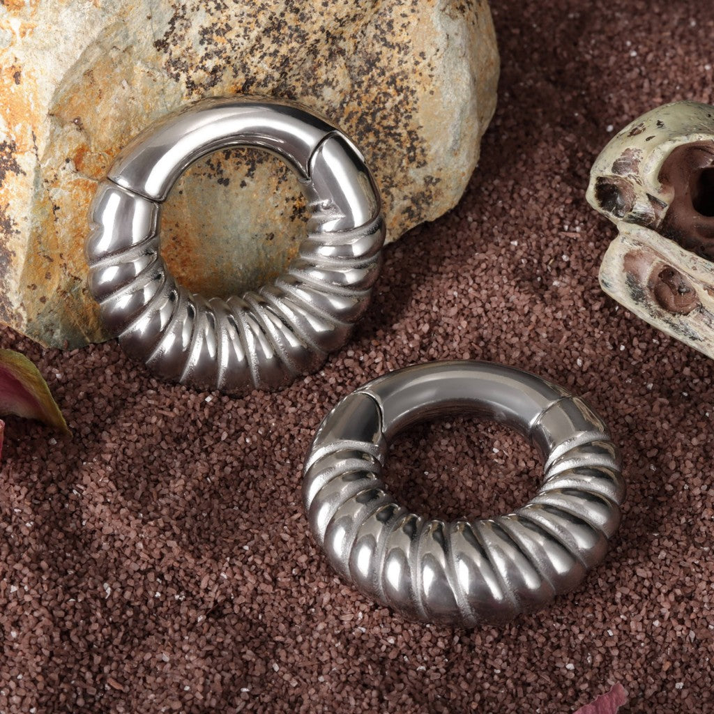 Silvery Ear Weights Hangers with Easy Clasp/ Heavy Earrings for 2G 6mm Stretchered Earlobe/ Steel Plug Earrings/ Ear Gauge Weights Circle